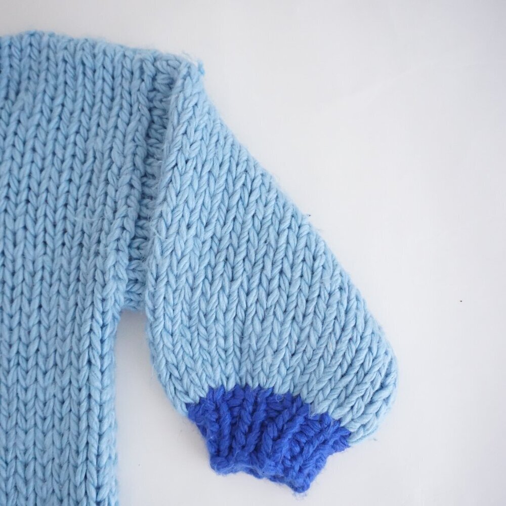 Princess Polly Blue Colorblock Chunky Knit Open Front Cardigan Preppy XS/S - Picture 4 of 10